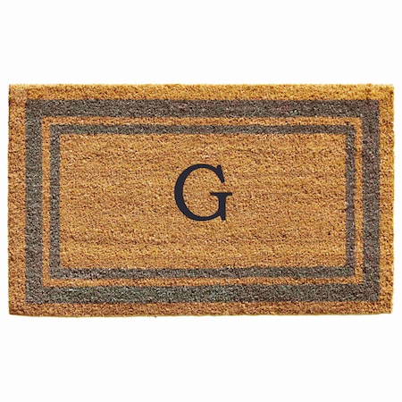 Monogram Door Mat, Natural, Periwinkle, 24 in W x 36 in L